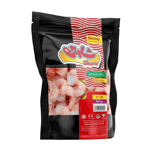 میگو کوک منجمد 60-51 - 500گرمی شارین